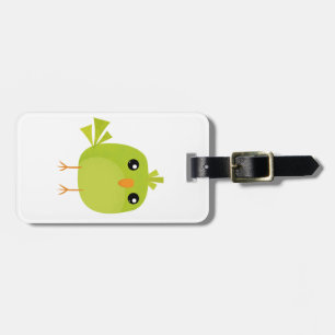 Green Bird Cartoon Luggage Tag
