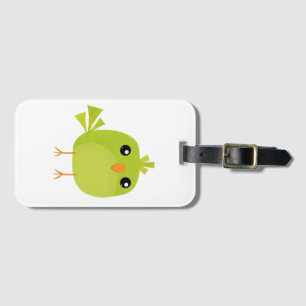 Green Bird Cartoon Luggage Tag