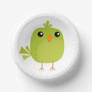 Green Bird Cartoon   Paper Plate
