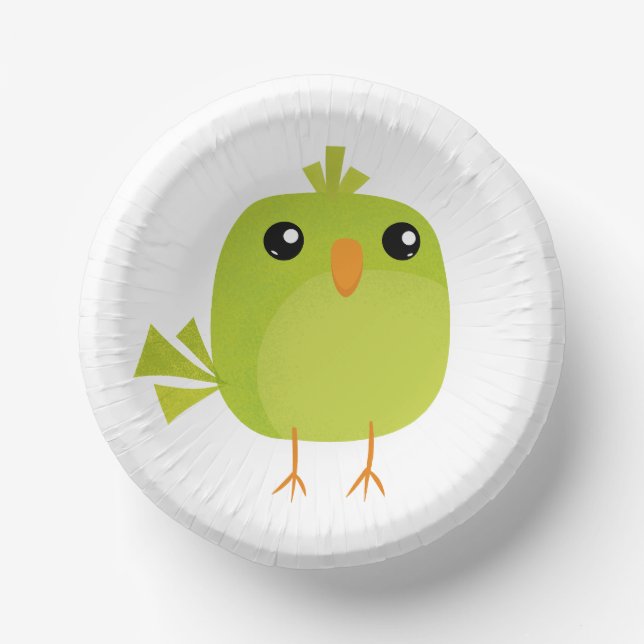 Green Bird Cartoon   Paper Plate (Front)