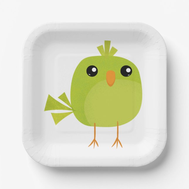 Green Bird Cartoon   Paper Plate (Front)