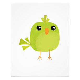 Green Bird Cartoon Photo Print