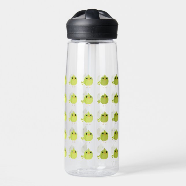 Green Bird Cartoon   Water Bottle (Front)