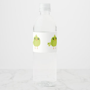 Green Bird Cartoon   Water Bottle Label