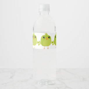 Green Bird Cartoon Water Bottle Label