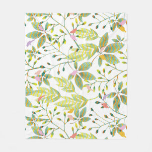 Green bird garden fleece blanket