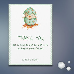 Green Bird Hatching Baby Shower Thank you Card