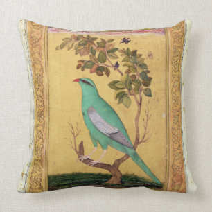 Green Bird, Mughal (gouache on paper) Cushion