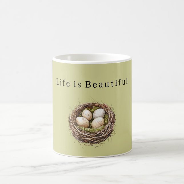 Green Bird Nest Eggs Coffee Mug (Center)