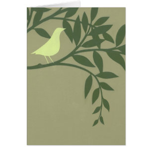 Green Bird Perched on Green Branch