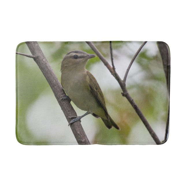 Green Bird, Red-Eyed Vireo, Canadian Photography Bath Mat (Front)