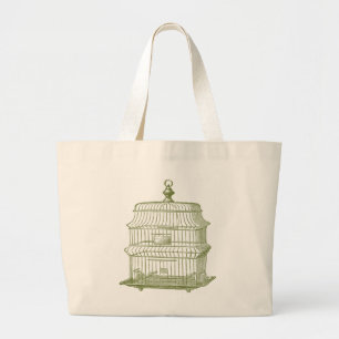 green birdcage jumbo tote