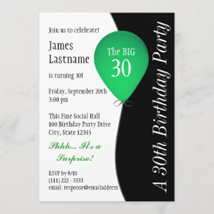 Green Birthday Balloon Invitation