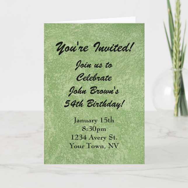 Green Birthday Invitation Instant Download (Front)