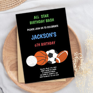 Green Birthday Sports Invitations