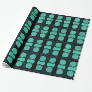 Green Black Abstract Modern Geometric Pattern Wrapping Paper
