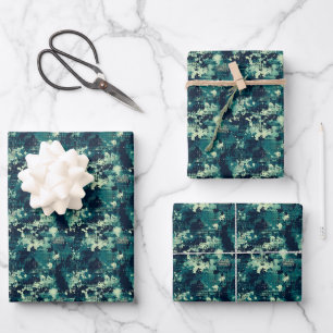 Green & Black Abstract Paint Wrapping Paper Sheet