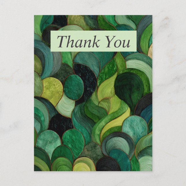 Green & Black Abstract Thank You Card (Front)