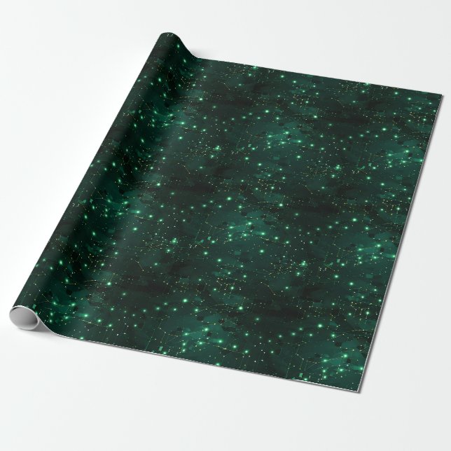 Green & Black Abstract Wrapping Paper (Unrolled)