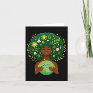 Green Black Afro Mother Earth Day Gaia Save Our Pl Card