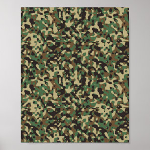 Green, black and brown camouflage pattern poster