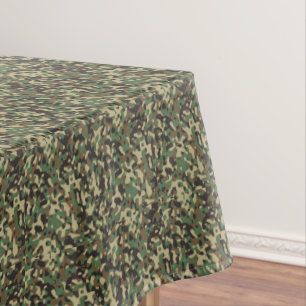 Green, black and brown camouflage pattern tablecloth