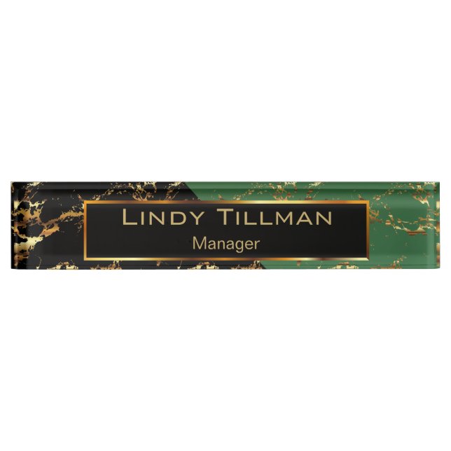 Green, Black and Gold Marble Design Nameplate (Front)