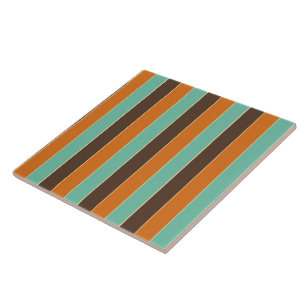 Green, black and orange stripes pattern ceramic tile