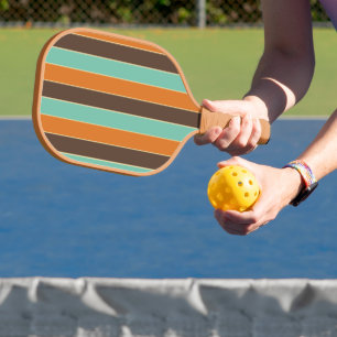 Green, black and orange stripes pattern pickleball paddle