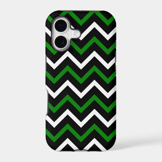 Green, Black and White Chevron Pattern (Zig Zag)