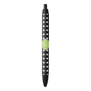Green Black And White Monogram Ink Pen