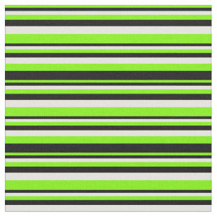 Green, Black, and White Stripes/Lines Pattern Fabric