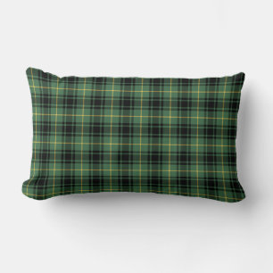 Green, Black and Yellow MacArthur Clan Plaid Lumbar Cushion