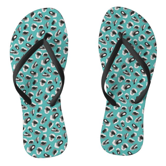 Green & Black Animal print Thongs (Footbed)