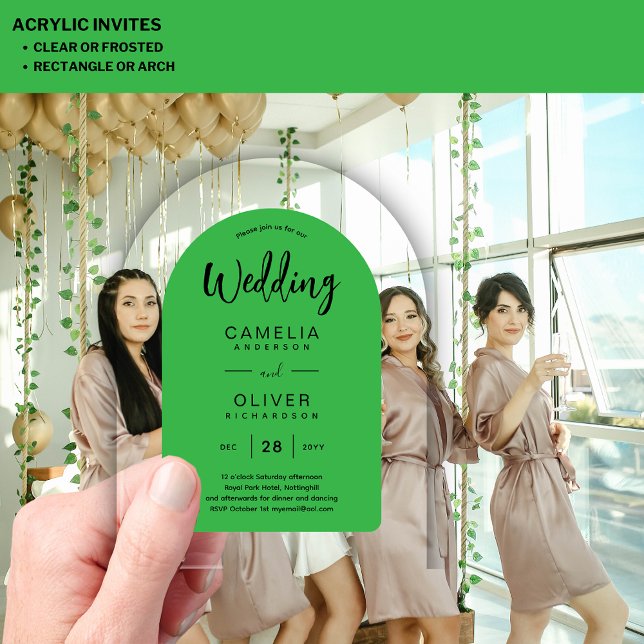 Green Black Arch Acrylic Wedding Invites Modern Invitations (Creator Uploaded)