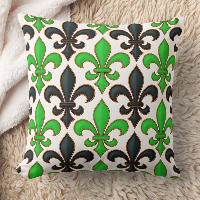 Green Black Baroque Fleur-de-lis Pattern Design  Cushion (Creator Uploaded)