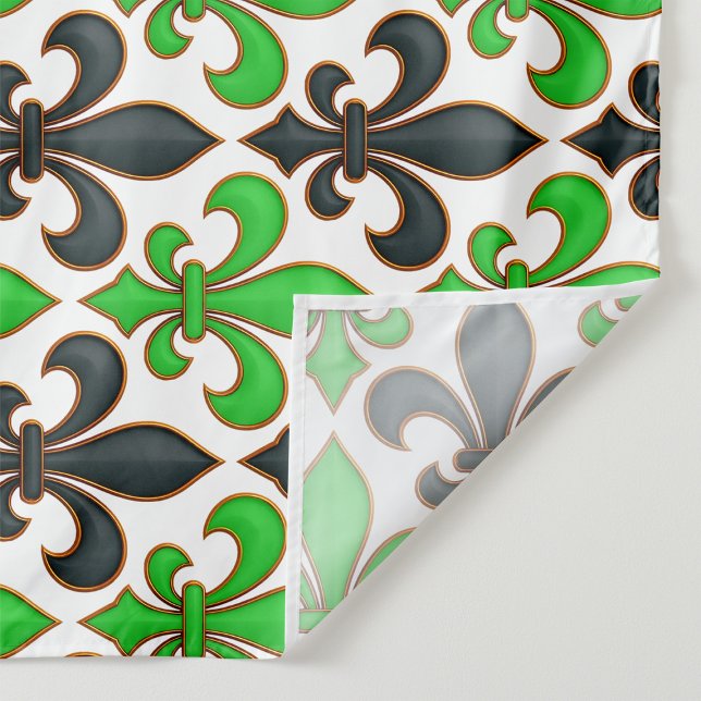 Green Black Baroque Fleur-de-lis Pattern Design  Fabric (Creator Uploaded)
