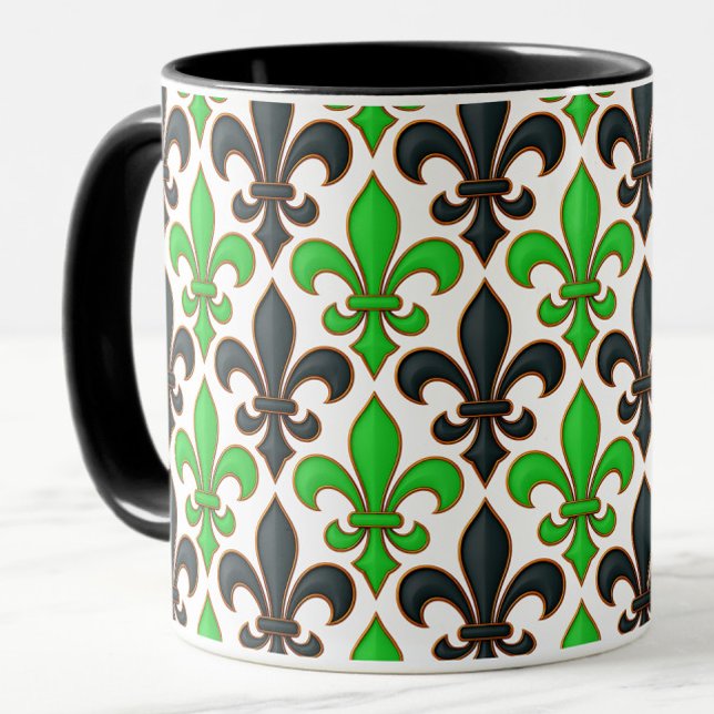 Green Black Baroque Fleur-de-lis Pattern Design  Mug (Creator Uploaded)