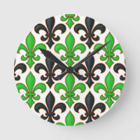 Green Black Baroque Fleur-de-lis Pattern Design 