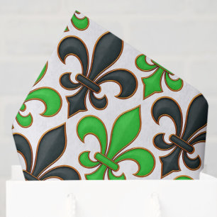 Green Black Baroque Fleur-de-lis Pattern Design Tissue Paper