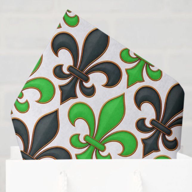 Green Black Baroque Fleur-de-lis Pattern Design  Tissue Paper (Creator Uploaded)
