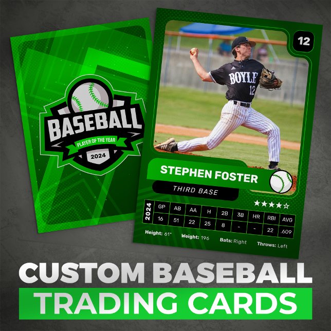 Green & Black Baseball Player Trading Photo Card (Creator Uploaded)