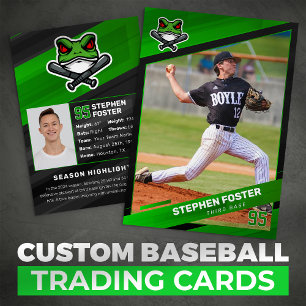 Green & Black Baseball Trading Card, Baseball Card
