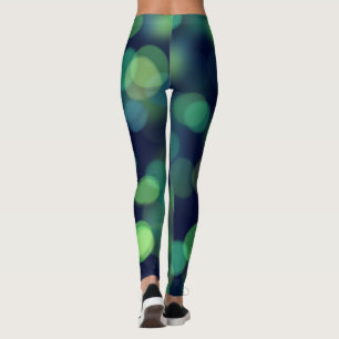 Green Black Bokeh Abstract Background Leggings