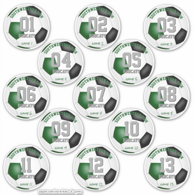 green black boys girls soccer party set of 13 (Front)