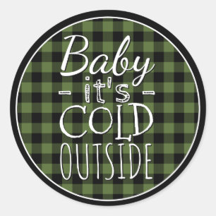 Green Black Buffalo Checks Country Plaid Pattern Classic Round Sticker