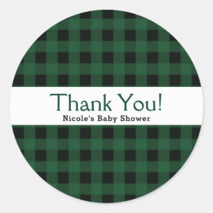 Green Black Buffalo Chequered Plaid Country Rustic Classic Round Sticker