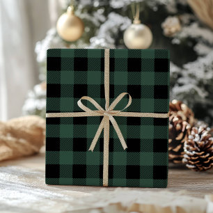 Green Black Buffalo Plaid Classic Gingham Wrapping Paper