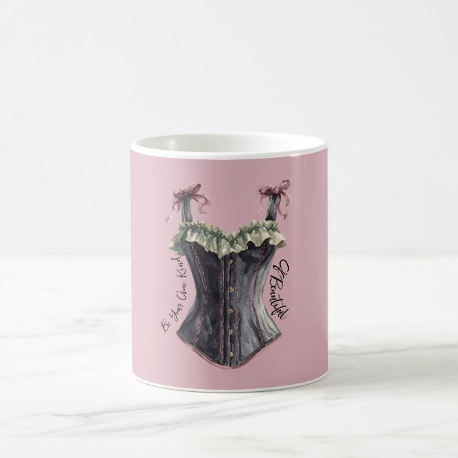 Green Black Bugundy Corset Coffee Mug (Center)