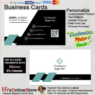 Green & Black Business Cards 9 Pack of 100